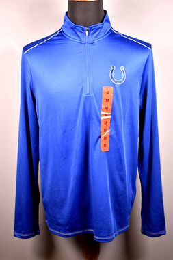 Mens NFL Antigua Apparel Indianapolis Colts Blue 1/4 Zip Medium Pullover NEW